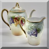 P86. Bavarian porcelain handpainted creamer and sugar. 